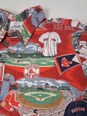 Aloha From Reyn Spooner RED SOX MLB Shirt Sleeve Button Down Shirt. size 2XL